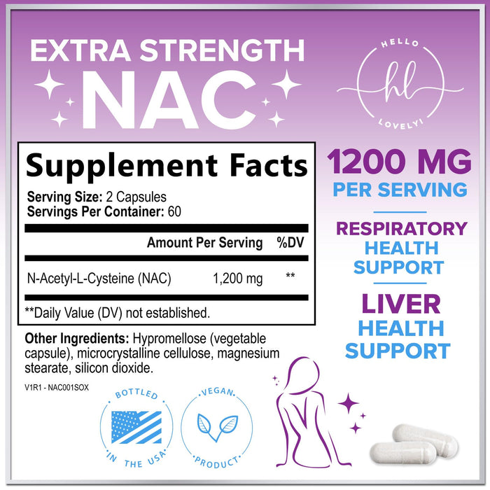 NAC Supplement â€“ N-Acetyl L-Cysteine 1200mg â€“ Supports Liver, Lung & Immune Health - Antioxidants for Respiratory Support & Fight Free Radicals â€“ High Absorption, Non-GMO, Gluten-Free â€“ 120 Capsules