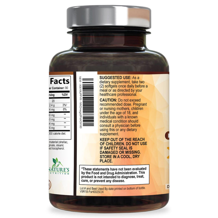 Omega 3 Fish Oil 2400 mg - Triple Strength EPA & DHA Fatty Acids for Heart, Brain & Joint Support Wild-Caught, Burpless, Lemon Flavor Supplement Natural, Non-GMO, Gluten-Free - 180 Softgels