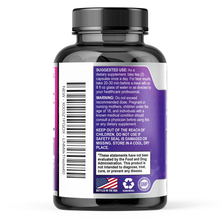 Milk Thistle Supplement - Liver Cleanse Detox & Repair Formula 1000mg with Dandelion - Nature's Herbal Milk Thistle Extract Supplements w/Silymarin Marianum, Supports Liver Health - 60 Capsules