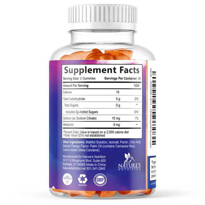 Melatonin Sleep Gummies Sugar Free - 6 mg Melatonin Sleep Gummies for Adults, Extra Strength Sleeping Gummy Supplements, Occasional Sleeping Support Supplement, 6mg Gomitas para Dormir - 60 Count