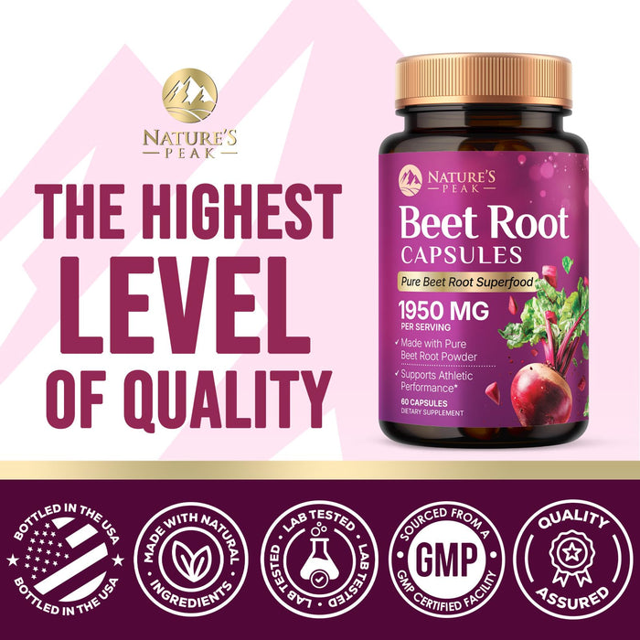 Beet Root Capsules 1950mg – 60 Count