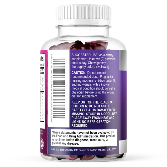 Menopause Supplements for Women Gummies with Black Cohosh, Cranberry 3 Billion CFU Probiotics - Complete Menopause Balance Relief for Hot Flashes, Night Sweats, PH, Vaginal Health Support - 60 Gummies