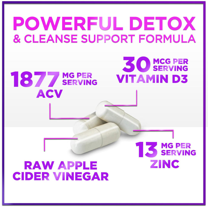 Apple Cider Vinegar Pills from the Mother - 1877mg of ACV with Vitamin D3 & Zinc, Non-GMO & Gluten Free, ACV Supplement for Digestion, Energy & Immune Support, Apple Vinegar Capsules - 60 Capsules