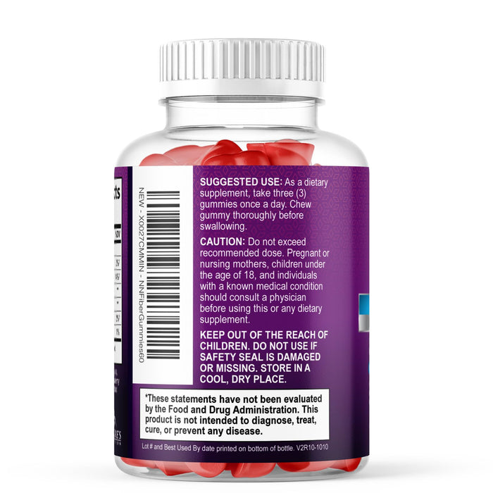 Fiber Gummies for Adults, Daily 4g Gummy Fiber Supplement, Prebiotic Gummy Digestive Health Support - Plant Based Soluble Fiber Chews, Prebiotics Supports Regularity & Digestion Non-GMO - 60 Gummies