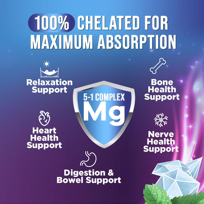 Magnesium Complex Capsules 500 mg with Oxide, Glycinate, Malate, Citrate - High Absorption Complex Chelated Magnesium Mineral Supplements - for Muscle, Bone and Heart Health Support - 60 Capsules