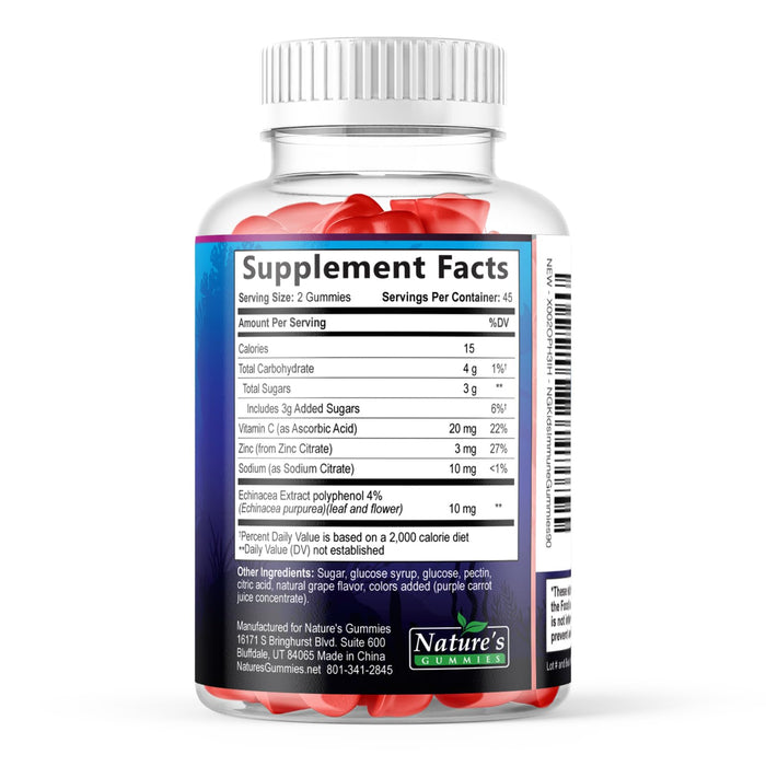 Kids Immune Support Supplement Gummies - Daily Childrens Vitamins C, Zinc & Echinacea - Gummy for Kids Immunity Support, Ages 4 and Up, Natural Berry Flavor, Non-GMO, Gluten-Free & Vegan - 90 Gummies