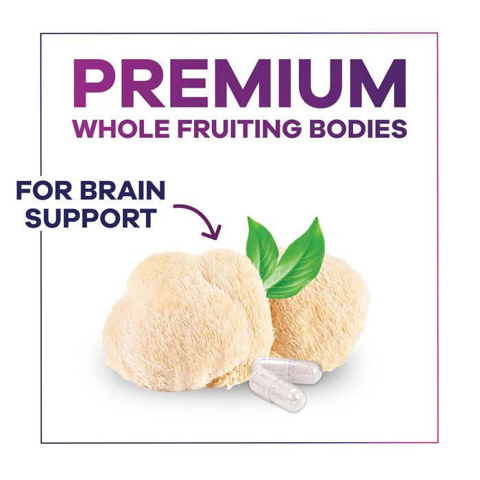 Lions Mane Mushroom Capsules 10,000mg - Lionâ€™s Mane Supplement Capsules for Memory and Focus Support, Brain, Immune Health Support, Vegan, Bottled in USA, Lions Mane Mushroom Powder Extract, 120 Count