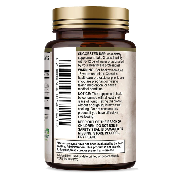 Psyllium Husk Fiber Caps 1500mg Supplement - Psyllium Husk Capsules Daily Support Digestive Health & Regularity, Nature's Plant Based Husks Natural Soluble Fiber Pills, Vegan, Non-GMO - 120 Capsules