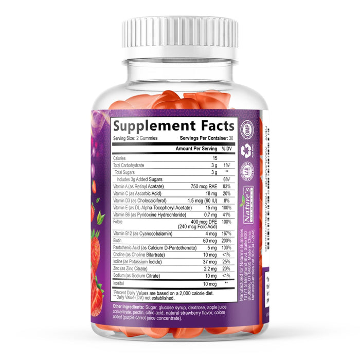 Multivitamin Gummies - Daily Adult Gummy Vitamins & Minerals for Women & Men with Vitamins A, C, D, E, B12, Zinc, Immune Support Gummy Multivitamins Supplement, Multi Vitamin for Adults - 60 Gummies