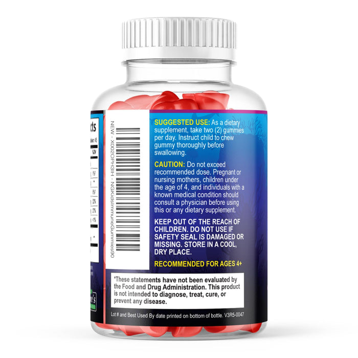 Kids Immune Support Supplement Gummies - Daily Childrens Vitamins C, Zinc & Echinacea - Gummy for Kids Immunity Support, Ages 4 and Up, Natural Berry Flavor, Non-GMO, Gluten-Free & Vegan - 90 Gummies