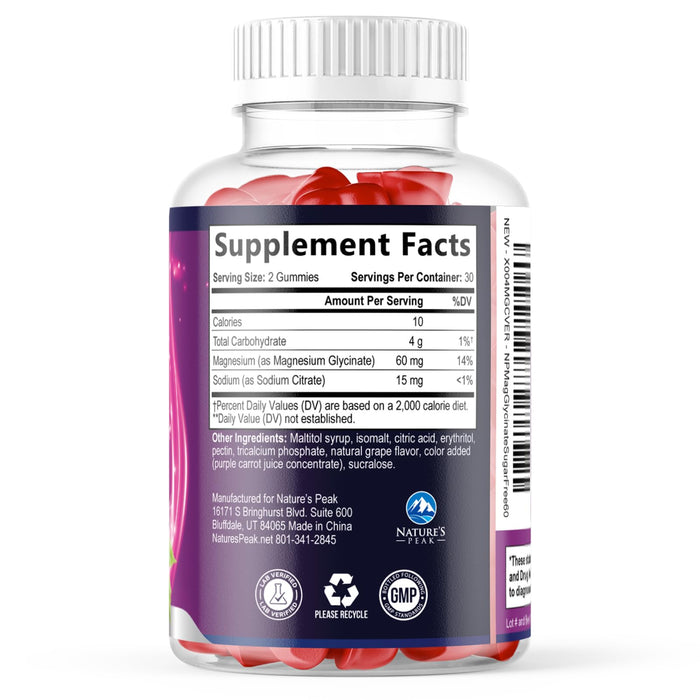 Magnesium Glycinate Gummies | Sugar Free & High Absorption | Chelated to Support Bone, Muscle, Nerves & Heart Health | Sleep & Stress Support Women & Men | Vegan, Gluten Free, Non-GMO | 60 Gummies