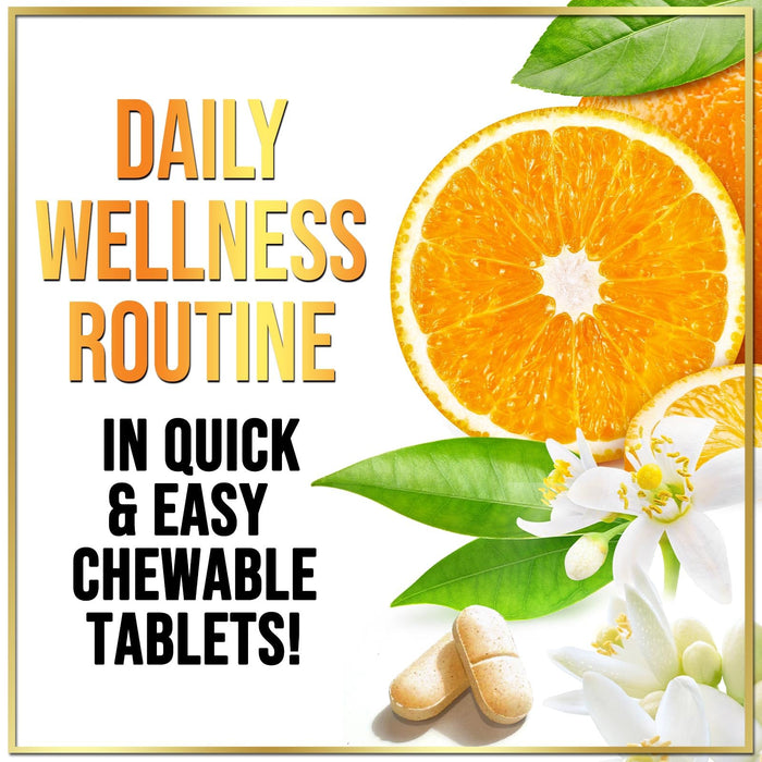 Vitamin C Supplement 1000mg - Extra Strength with Rose Hips Bioflavonoids - Sugar Free Vitamin C Chewable Pills, Nature's Vit C for Immune Support & Antioxidant Protection - 60 Chewable Tablets
