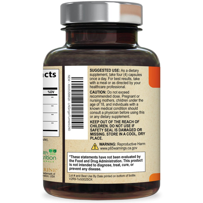 Turmeric Curcumin Supplement 2600mg - with Organic Ginger & Turmeric, 95% Curcuminoids, BioPerine Black Pepper for Best Absorption, Nature's Vegan Joint Support, Non-GMO, Bottled in USA - 240 Capsules