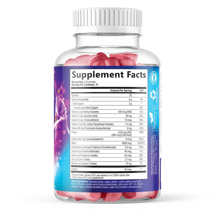 Hair Vitamins Gummies with Biotin 5000 mcg Vitamin E & C Support Hair Growth Gummy, Premium Vegetarian Non-GMO, for Stronger, Beautiful Hair, Skin & Nails, Biotin Gummies Supplement - 60 Gummy Bears