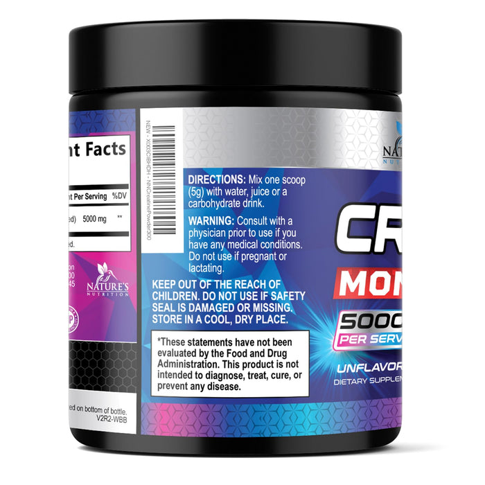 Creatine Monohydrate Powder 5000mg - Micronized Unflavored - 60 Servings