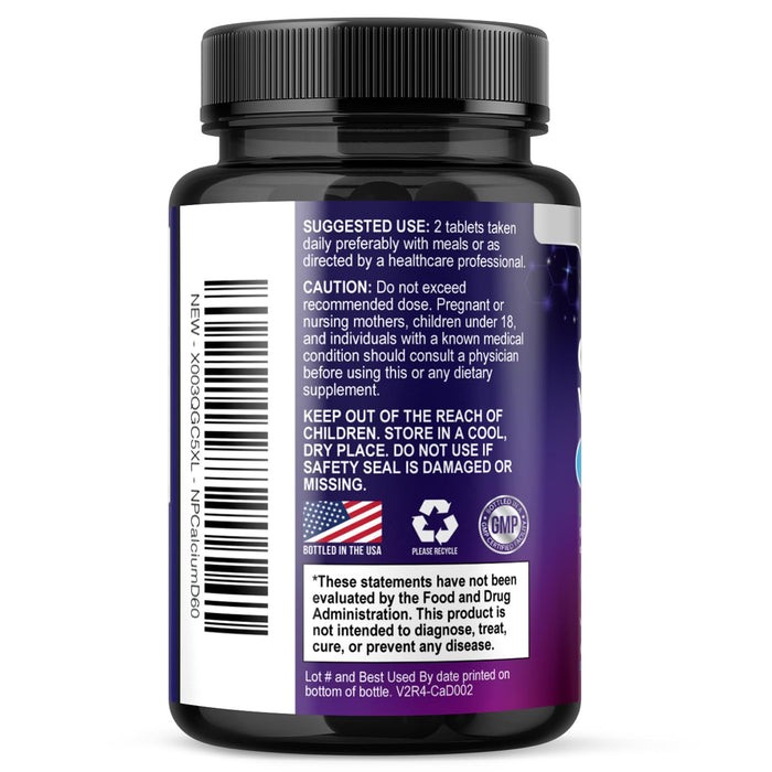 Calcium 1200 mg with Vitamin D3, Calcium Supplement Vitamins, Bone, Teeth & Immune Health Support, Calcium Supplements with D for Women & Men, Nature's Absorbable Calcium Carbonate - 60 Tablets