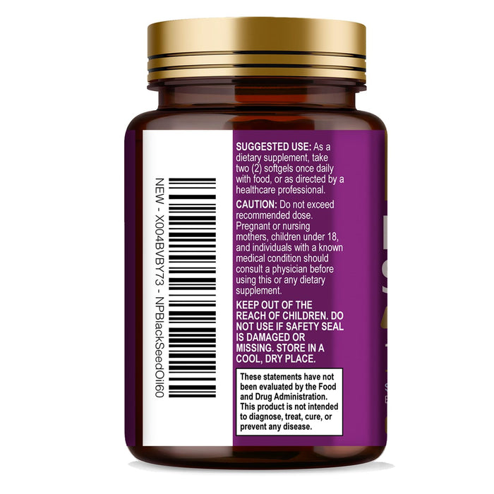 Black Seed Oil 1000mg - Premium Extra Strength Nigella Sativa Blackseed Oil - Black Seed Oil Skin, Digestive Health & Immune Support - Non-GMO Antioxidant, Gluten Free Supplement - 60 Softgels