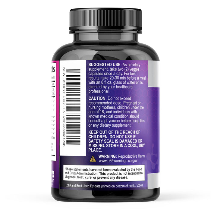 Gentle Liver Cleanse Detox & Repair Formula - Herbal Liver Support Supplement: Milk Thistle with Silymarin, Artichoke Extract, Dandelion, Beet, Chicory Root, & Turmeric for Liver Health - 120 Capsules