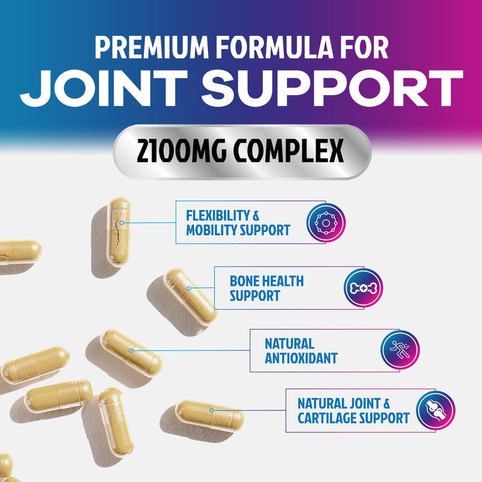 Glucosamine Chondroitin MSM 2100mg Complex - Joint Health Supplement with Turmeric & Boswellia - Quercetin for Cartilage, Flexibility & Mobility - Triple Strength Glucosamine Sulfate - 60 Capsules