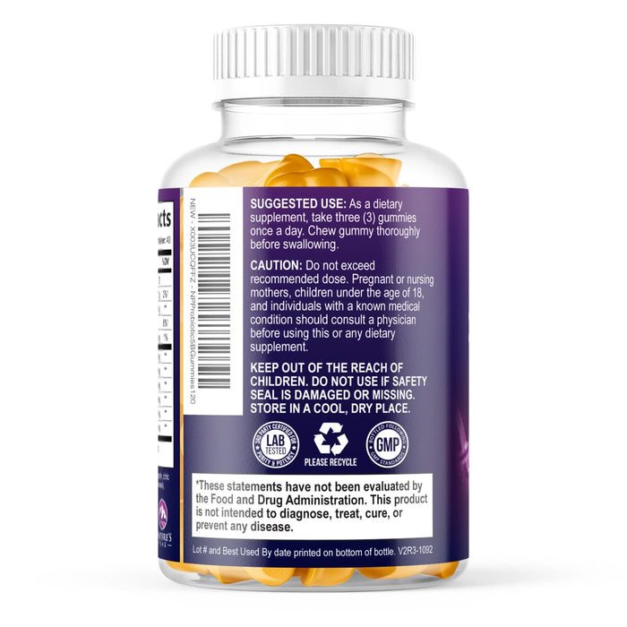 Probiotic Gummies for Women, Men & Teens - 5 Billion CFUs, 6 Pro Biotic Strains - Daily Probiotic Gummy Supplement for Natural Digestive Health, “Good” Gut & Immune Support, Orange Flavor - 120 Count