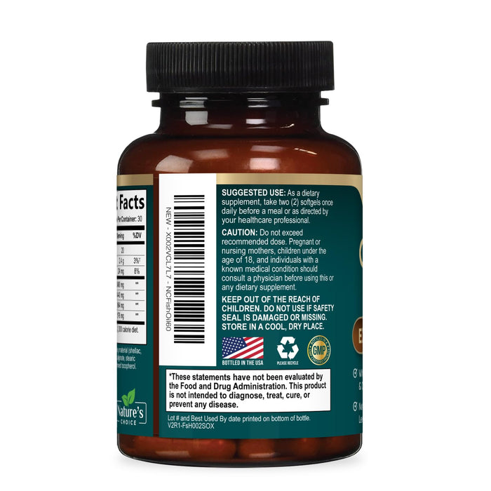 Omega 3 Fish Oil Supplement 2400 mg - Triple Strength EPA & DHA Fish Oil Omega 3, Essential Fatty Acids Supplement Softgels, Brain & Heart Health Support Supplements, Gluten Free Non-GMO, 60 Softgels