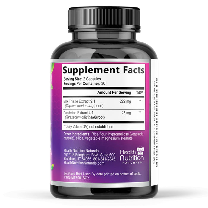 Milk Thistle Supplement - Liver Cleanse Detox & Repair Formula 1000mg with Dandelion - Nature's Herbal Milk Thistle Extract Supplements w/Silymarin Marianum, Supports Liver Health - 60 Capsules