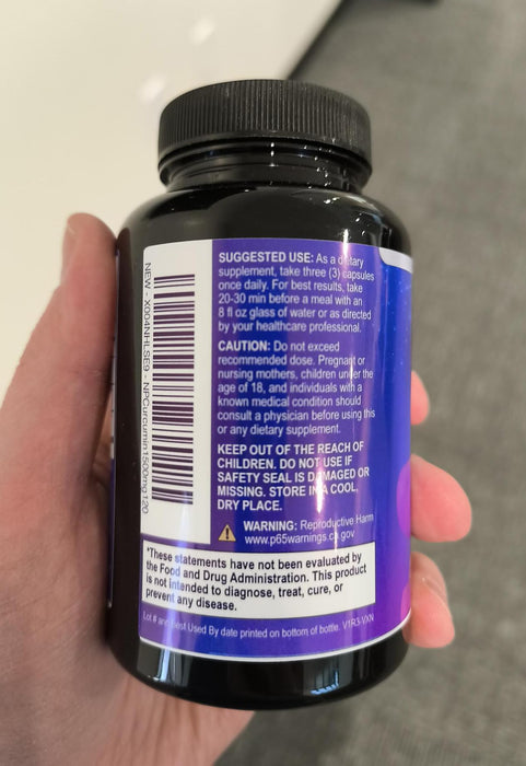 Turmeric Curcumin Supplement with BioPerine 95% Curcuminoids 1500mg with Black Pepper for Best Absorption - Best Natural Vegan Joint Support - Bottled in USA, Non-GMO, Organic Tumeric - 120 Capsules