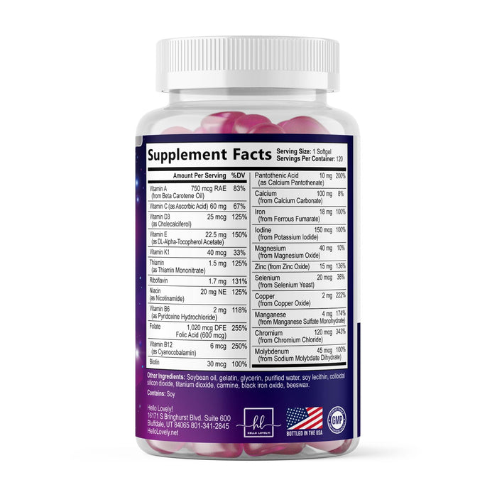 Multivitamin for Women - Vitamin A, C, D, E, and 8 B Vitamins for Energy & Immune Support, with Biotin, Iron & Zinc for Bone & Skin Health, Daily Womens Multivitamin & Minerals - 120 Softgels