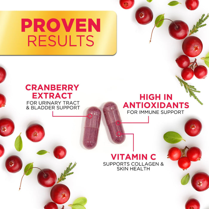 Cranberry Pills for Women - 500 mg Natural Urinary Tract Health Support - Concentrated Formula from Whole Fruit Cranberry & Vitamin C - Sugar Free, Gluten Free, Non-GMO Supplement - 120 Capsules