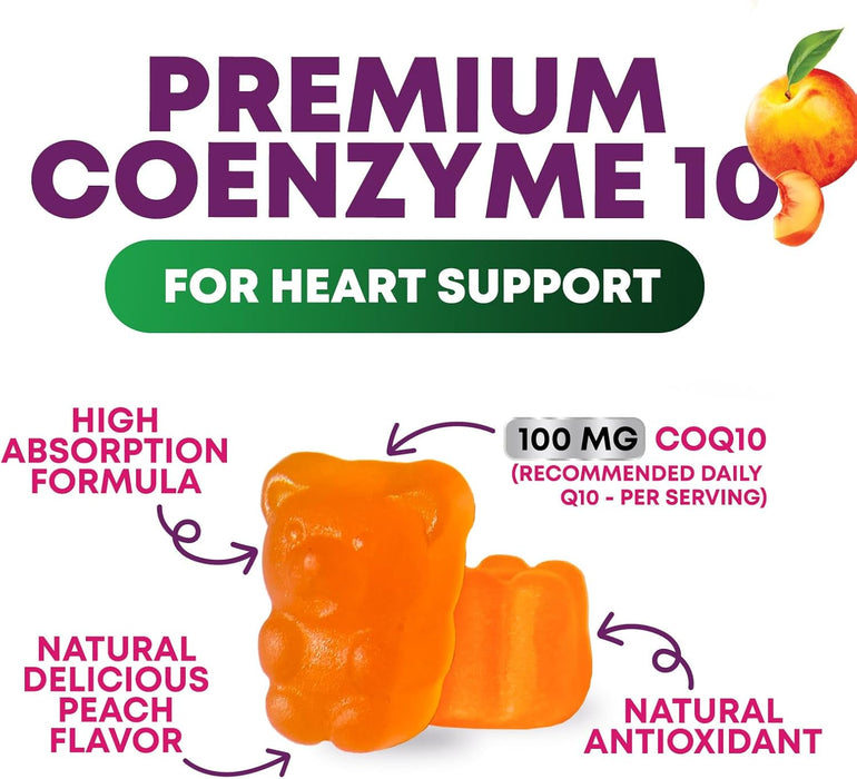 CoQ10 100mg Gummies - 3X Better Absorption, Antioxidant for Heart Health Support & Energy Production, Ultra Coenzyme Q10 Vitamins, Co q 10 Supplement, Dietary Supplement, Non-GMO - 120 CoQ10 Gummies