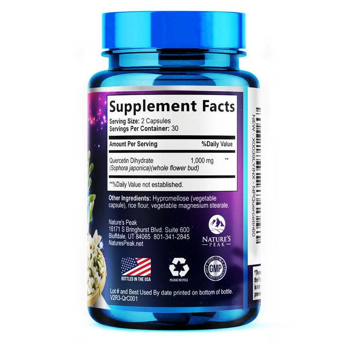 Quercetin Capsules 1000mg, with Ultra Strength Complex - Health Antioxidant Supplements for Respiratory, Heart and Immune Support - Vegan Third Party Tested, Non-GMO, Gluten Free - 60 Veggie Capsules
