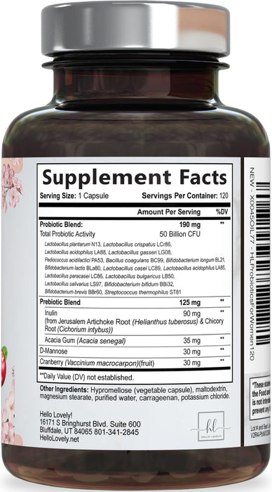 Probiotics for Women Supplement with Cranberry - 16 Premium Strains for PH Balance, Digestive Health, Vaginal & Immune Support, 90 Billion CFU, Women's Probiotic, UT, & Feminine Health - 120 Capsules