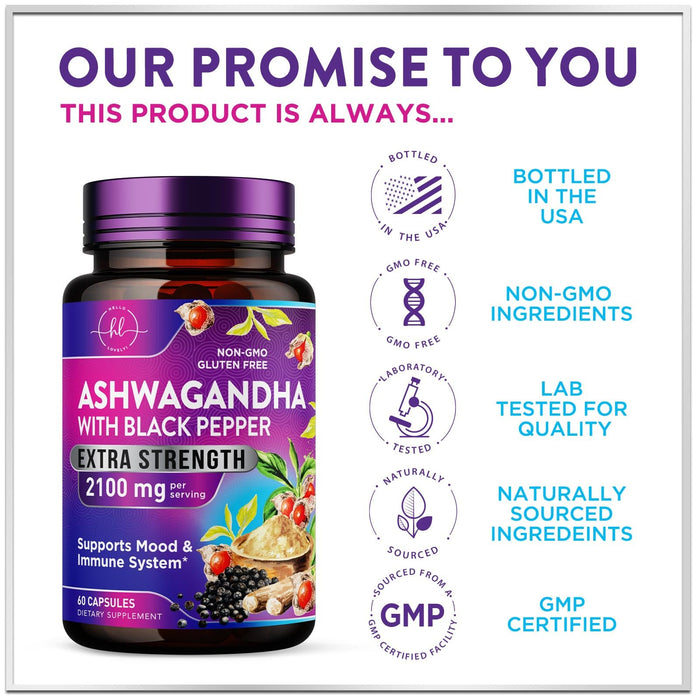Ashwagandha 2,100 mg – 60 Veggie Capsules