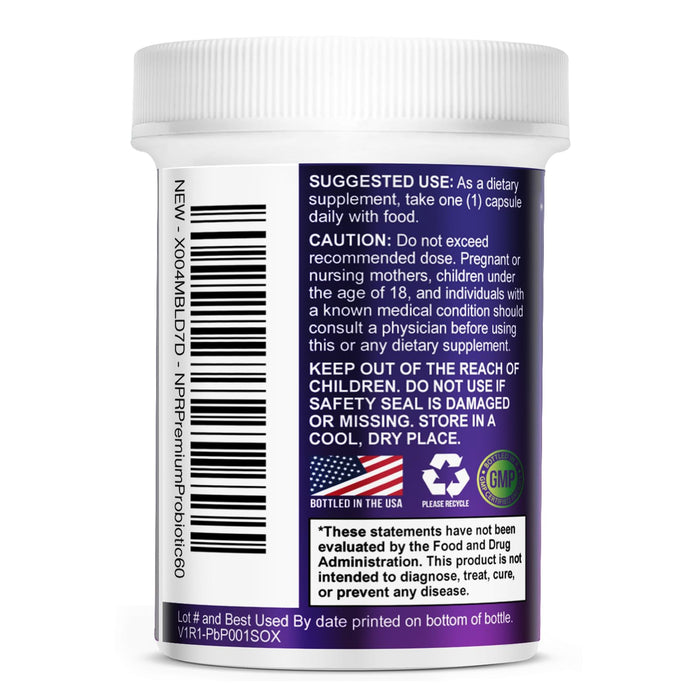Probiotic Pills 100 Billion CFU Prebiotics, Acidophilus Probiotics Supports Immune System Digestive Health, Supports Occasional Constipation & Bloating, Daily Supplement for Women & Men - 60 Capsules