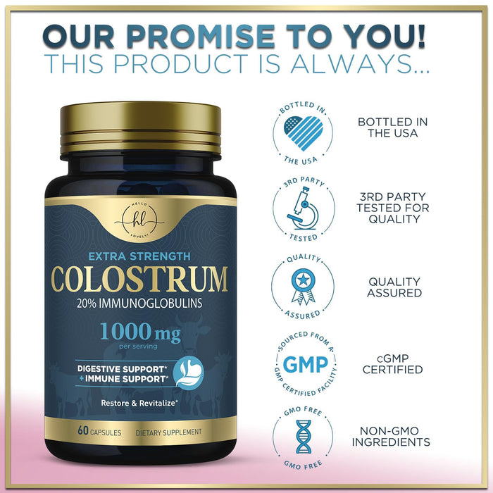 Colostrum 1000mg 20% IgG Immunoglobulins – 60 Capsules