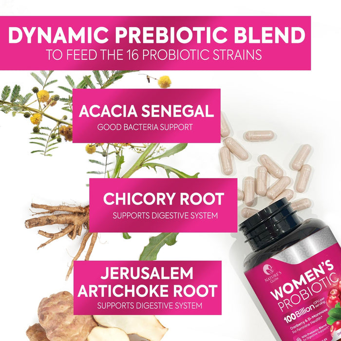 Probiotics For Women 50 Billion CFU - Women's Probiotic For Digestive Health 16 Unique Strains - Daily Vaginal PH Balance & Feminine Health Support, Womens Probiotic With Acidophilus - 60 Capsules