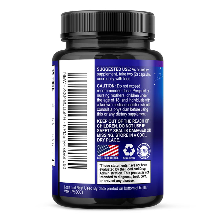 Probiotics 60 Billion CFU - 10 Strains + Digestive Enzymes & Prebiotics - Best Probiotic for Women & Men, Supports Immune, Gut Health, Occasional Constipation, Diarrhea, Gas & Bloating - 60 Capsules