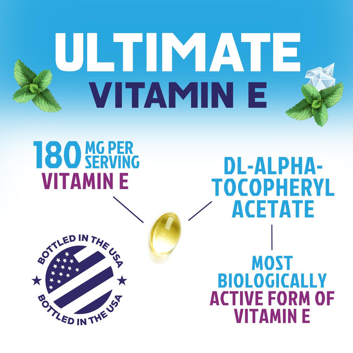 E Vitamin for Women and Men - 180 mg (400 IU) dl-Alpha - Effective Antioxidant Dietary Supplement - Hair, Skin, & Immune Health Support - Easily Absorbed Form, Non-GMO & Gluten Free - 60 Softgels