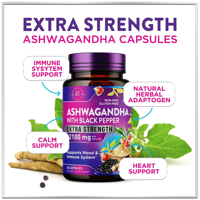 Ashwagandha 2,100 mg – 60 Veggie Capsules