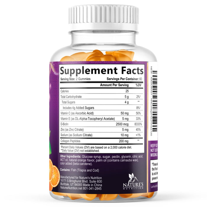 Collagen Gummies for Women with Vitamin C, Zinc & Biotin - Hydrolyzed Protein Type 1 & 3 Multi Collagen Peptides Supplement - Support for Hair, Skin, Nails & Joints, Gluten Free Complex - 120 Gummies