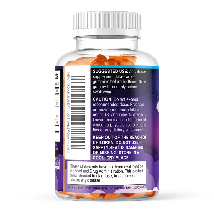 Sleep Gummies 6mg - Melatonin Gummy for Adults, Sugar Free, Natural Sleeping Gummy for Adults, Kids, Orange Flavored, Vegan, Non-GMO, Extra Strength Sleep Vitamin Support Supplement - 60 Gummies