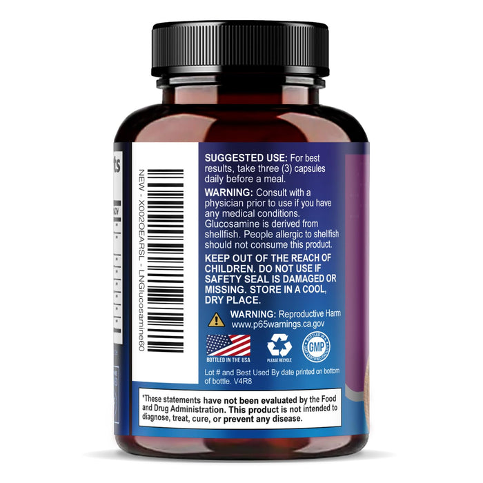 Glucosamine Chondroitin MSM 2100mg Complex - Joint Health Supplement with Turmeric & Boswellia - Quercetin for Cartilage, Flexibility & Mobility - Triple Strength Glucosamine Sulfate - 60 Capsules