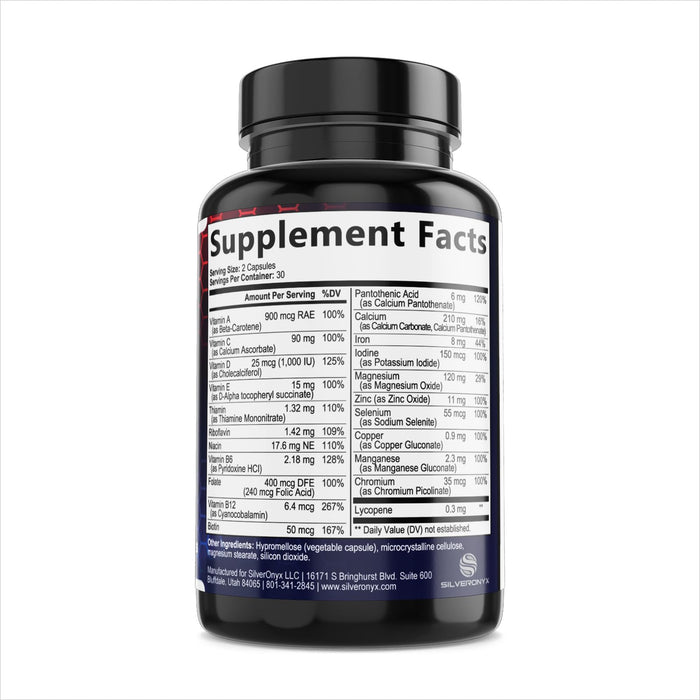 Multivitamin for Men - Vitamin A, C, D, E, Zinc, Calcium, Multivitamins for Immune Health Support, Vitamin B12, Men’s Daily Multivitamin Supplement Capsules, Non-GMO Mens Multi Vitamins - 60 Capsules
