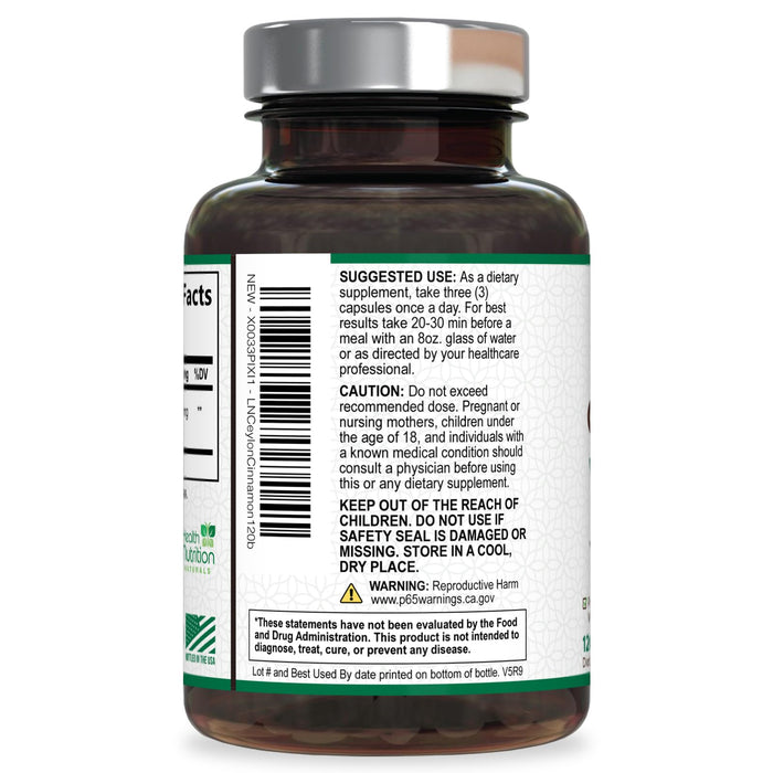 Ceylon Cinnamon Capsules 1800mg - Certified Organic Ceylon Cinnamon Powder Supplement, Bottled in USA, Extra Strength Energy & Heart Support Pills, Non-GMO & Gluten Free, Sugar Free - 120 Capsules