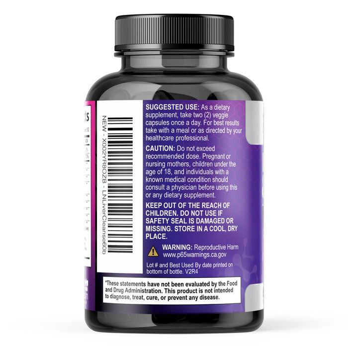 Gentle Liver Cleanse Detox & Repair Formula - Herbal Liver Support Supplement: Milk Thistle with Silymarin, Artichoke Extract, Dandelion, Beet, Chicory Root, & Turmeric for Liver Health - 60 Capsules