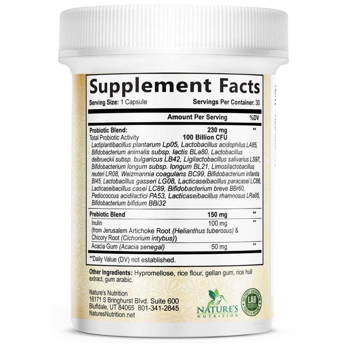 Probiotics for Women Capsules - 100 Billion CFU Prebiotics, Acidophilus Probiotics Supports Immune System Digestive Health, Supports Occasional Constipation & Bloating, Daily Supplement - 30 Capsules