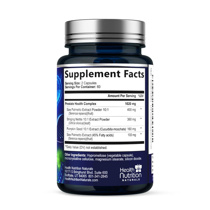 Prostate Health Supplements for Men - Potent 3X Formula with Saw Palmetto, Stinging Nettle, Pumpkin Seed Extract, Bottled in USA, Prostate Supplement for Urinary Support, Vegan, Non-GMO, 120 Capsules