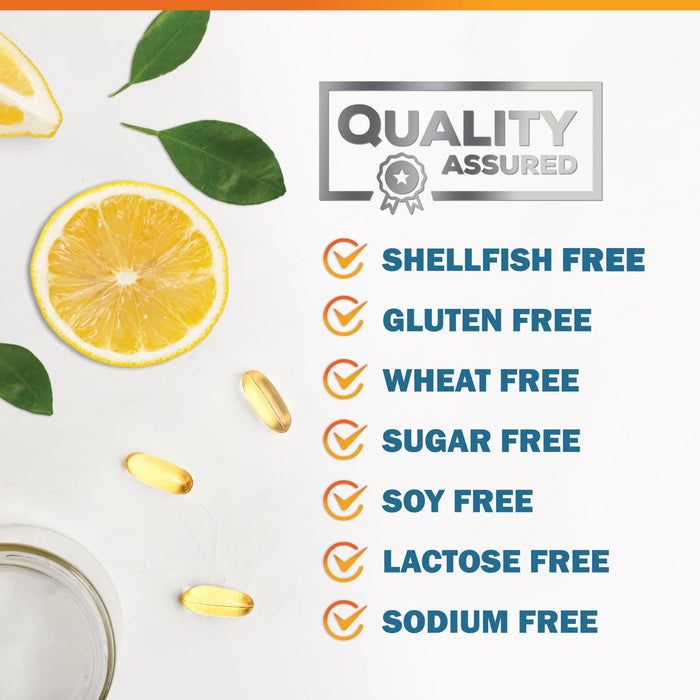 Omega 3 Fish Oil 2400 mg â€“ Triple Strength EPA & DHA Fatty Acids for Heart, Brain & Joint Support â€“ Wild-Caught, Burpless, Lemon Flavor Supplement â€“ Natural, Non-GMO, Gluten-Free â€“ 120 Softgels