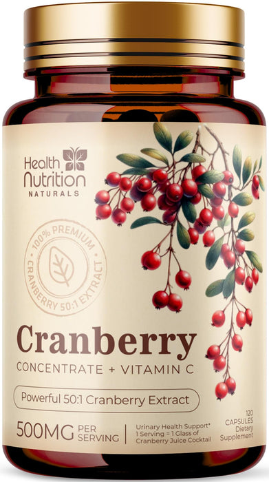 Cranberry Supplement Pills 25,000mg - High Potency Vitamin C Cranberry for Women & Men, Urinary Tract Health Support, Sugar Free, Gluten Free, Non-GMO, Cranberry Concentrate Extract - 120 Capsules