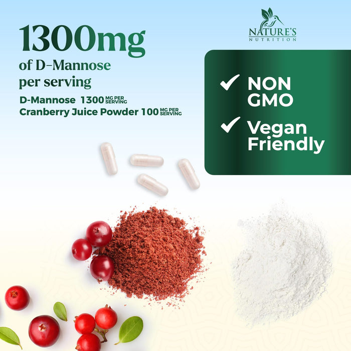 D-Mannose 1,350 mg with Cranberry & Hibiscus – 60 Capsules